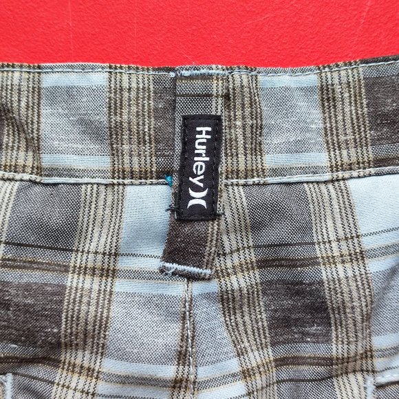 Hurley casual short grey plaid men's size 34 - Picture 6 of 7